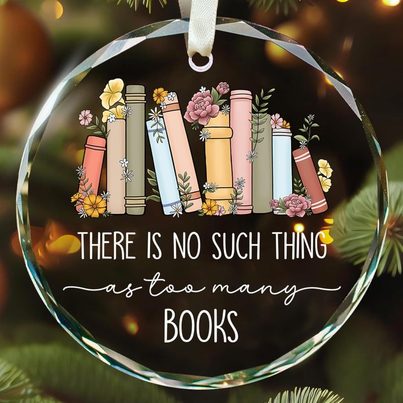 TEEBIM Book Lovers Ornament - Books Ornaments for Christmas Tree - Books Club, Bookworms, Reader Tree Ornaments - Book Lover Gifts, Reading Librarian Gifts - Glass Ornament 2025 - Image 1